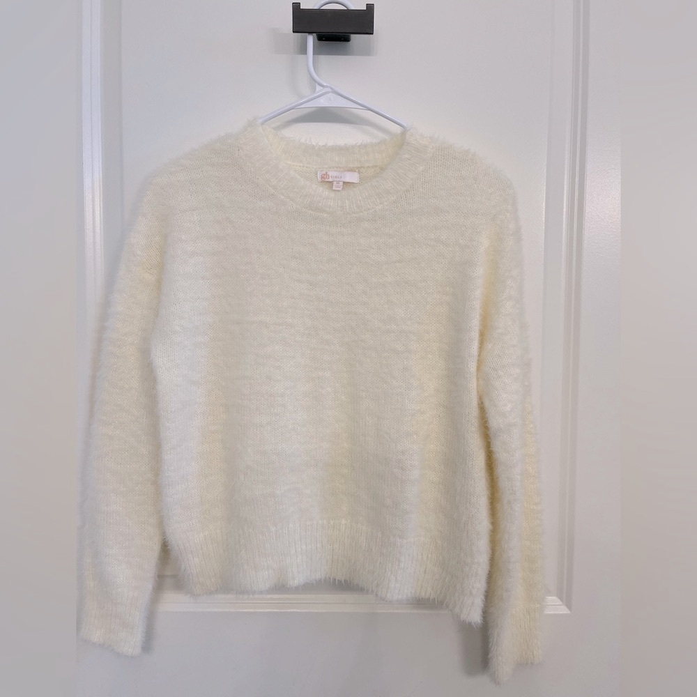 GB Girls Soft Cream Crew Neck Sweater